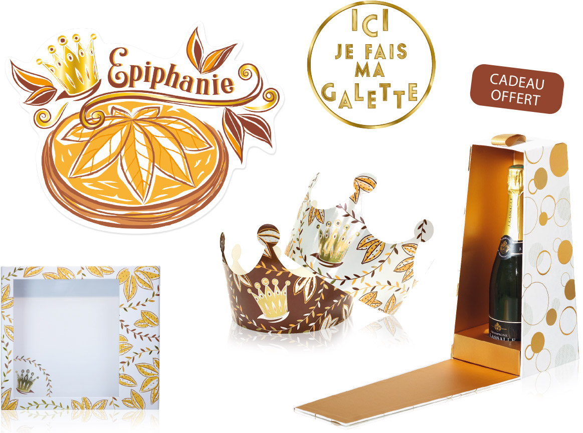 Kit déco "Amande" pour décorer son magasin pour l'épiphanie - Alcara
