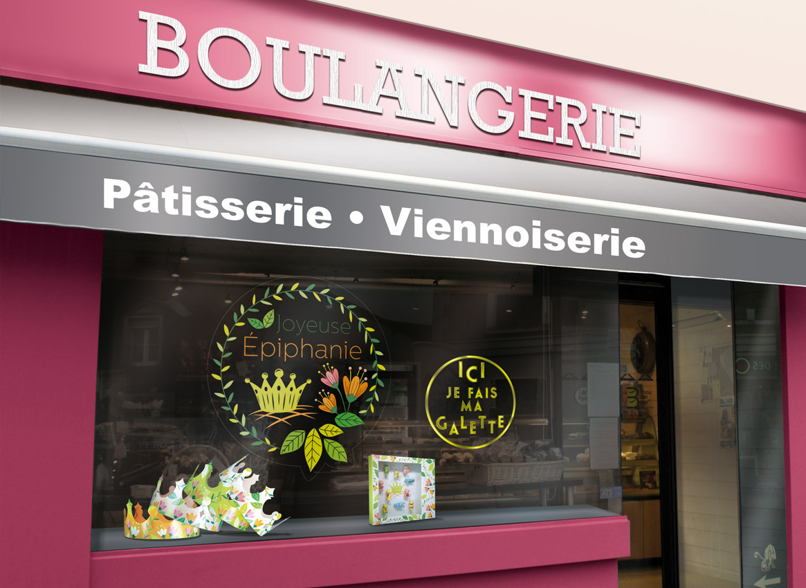 Kit déco "Floral" pour décorer sa vitrine pour l'épiphanie - Alcara