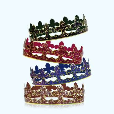 Amalgame de couronnes Arabesques Alcara 2023, couronnes pour Galette des Rois bleue, marron, rouge, noire