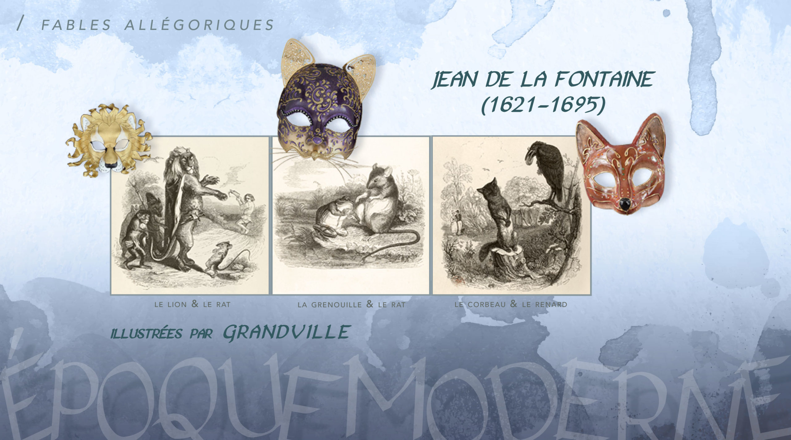 Les Déguisés de La Fontaine - Collection de 10 fèves en porcelaine brillante et or - Épiphanie 2023 - Alcara