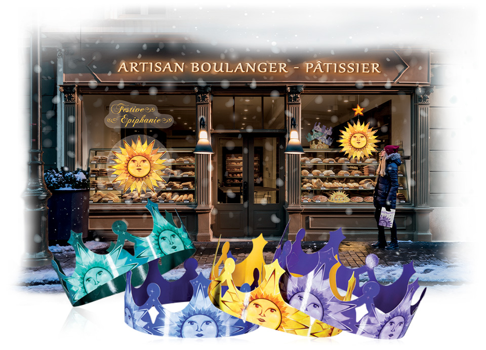 Toutes les ambiances déco de l'Épiphanie pour votre boulangerie.